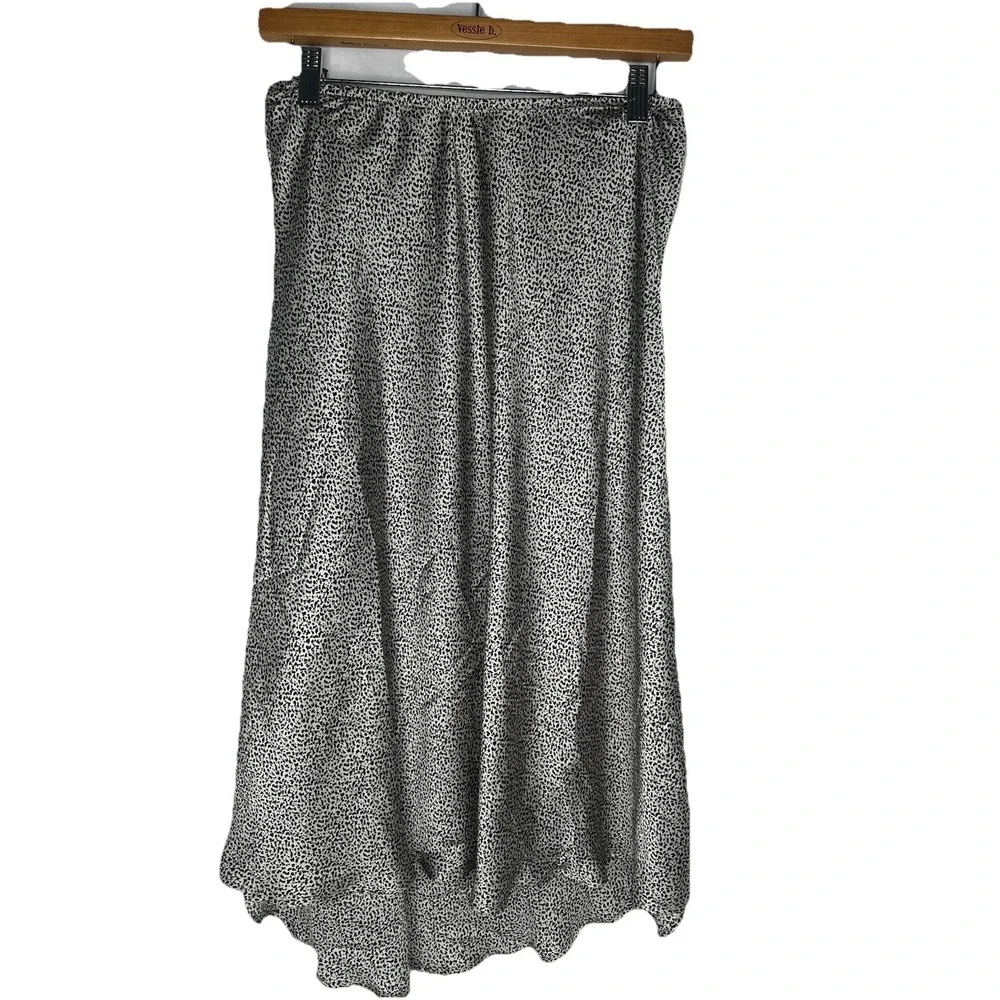 Sienna Sky Satin Spotted Black & White Midi Skirt Size L